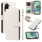 For Redmi A5 4G 173.3mm Three Card Slot Diamond Grid  Leather Phone Case with Long / Short Straps(White) - 1