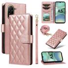 For Redmi A5 4G 173.3mm Three Card Slot Diamond Grid  Leather Phone Case with Long / Short Straps(Rose Gold) - 1