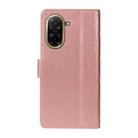For Redmi A5 4G 173.3mm Three Card Slot Diamond Grid  Leather Phone Case with Long / Short Straps(Rose Gold) - 3