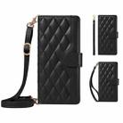 For Redmi A5 4G 173.3mm Three Card Slot Diamond Grid  Leather Phone Case with Long / Short Straps(Black) - 2