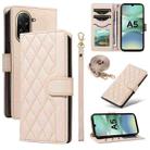 For Redmi A5 4G 173.3mm Three Card Slot Diamond Grid  Leather Phone Case with Long / Short Straps(Beige) - 1