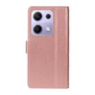 For Redmi Note 14S 4G / Note 13 Pro 4G Three Card Slot Diamond Grid  Leather Phone Case with Long / Short Straps(Rose Gold) - 3