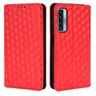 For TCL 20 5G / 20S / 20L / 20L+ Cubic Grid Texture Flip Leather Phone Case(Red) - 2