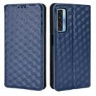 For TCL 20 5G / 20S / 20L / 20L+ Cubic Grid Texture Flip Leather Phone Case(Blue) - 2