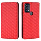 For TCL 20B 6159K Cubic Grid Texture Flip Leather Phone Case(Red) - 2