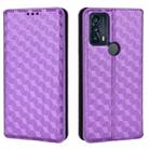 For TCL 20B 6159K Cubic Grid Texture Flip Leather Phone Case(Purple) - 2