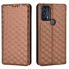 For TCL 20B 6159K Cubic Grid Texture Flip Leather Phone Case(Brown) - 2
