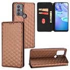 For TCL 30E / 30 SE / 305 / 306 Cubic Grid Texture Flip Leather Phone Case(Brown) - 1