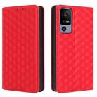 For TCL 40 R 5G Cubic Grid Texture Flip Leather Phone Case(Red) - 2