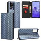For TCL 40 R 5G Cubic Grid Texture Flip Leather Phone Case(Blue) - 1