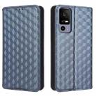For TCL 40 R 5G Cubic Grid Texture Flip Leather Phone Case(Blue) - 2
