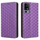 For TCL 40 R 5G Cubic Grid Texture Flip Leather Phone Case(Purple) - 2