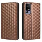 For TCL 40 R 5G Cubic Grid Texture Flip Leather Phone Case(Brown) - 2