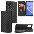 For TCL 40 SE Cubic Grid Texture Flip Leather Phone Case(Black) - 1