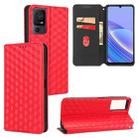 For TCL 40 SE Cubic Grid Texture Flip Leather Phone Case(Red) - 1