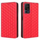 For TCL 40 SE Cubic Grid Texture Flip Leather Phone Case(Red) - 2