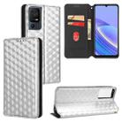 For TCL 40 SE Cubic Grid Texture Flip Leather Phone Case(Silver) - 1