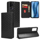 For TCL 40 XL Cubic Grid Texture Flip Leather Phone Case(Black) - 1