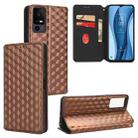 For TCL 40 XL Cubic Grid Texture Flip Leather Phone Case(Brown) - 1