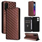 For TCL 50 SE 4G Cubic Grid Texture Flip Leather Phone Case(Brown) - 1