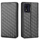 For TCL 303 Cubic Grid Texture Flip Leather Phone Case(Black) - 2