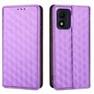 For TCL 303 Cubic Grid Texture Flip Leather Phone Case(Purple) - 2