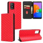 For TCL 403 Cubic Grid Texture Flip Leather Phone Case(Red) - 1