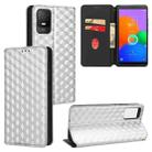 For TCL 403 Cubic Grid Texture Flip Leather Phone Case(Silver) - 1