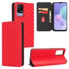 For TCL 405 / TCL 406 Cubic Grid Texture Flip Leather Phone Case(Red) - 1