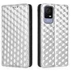 For TCL 405 / TCL 406 Cubic Grid Texture Flip Leather Phone Case(Silver) - 2