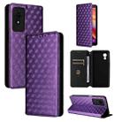 For TCL 501 Cubic Grid Texture Flip Leather Phone Case(Purple) - 1
