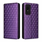 For TCL 501 Cubic Grid Texture Flip Leather Phone Case(Purple) - 2
