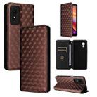 For TCL 501 Cubic Grid Texture Flip Leather Phone Case(Brown) - 1