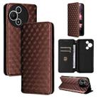 For TCL 60 SE NxtPaper 5G Cubic Grid Texture Flip Leather Phone Case(Brown) - 1