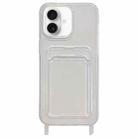For iPhone 16 Plus Transparent Card Slot TPU Phone Case with Lanyard Hole - 1