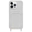 For iPhone 14 Pro Max Transparent Card Slot TPU Phone Case with Lanyard Hole - 1