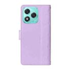 For Honor 400 Lite Three Card Slot Diamond Grid  Leather Phone Case with Long / Short Straps(Purple) - 3