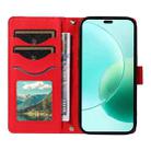 For Honor 400 Lite Three Card Slot Diamond Grid  Leather Phone Case with Long / Short Straps(Red) - 3