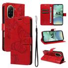 For Redmi A5 4G 173.3mm 3D Butterfly Embossed Pattern Flip Leather Phone Case(Red) - 1