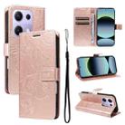 For Redmi Note 13 Pro 4G / 14S 4G 3D Butterfly Embossed Pattern Flip Leather Phone Case(Rose Gold) - 1