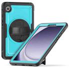 For Samsung Galaxy Tab A9 Honeycomb Hand Grip Turntable Stand Tablet Case(Light Blue) - 1