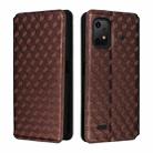For Umidigi Bison X20 Cubic Grid Texture Flip Leather Phone Case(Brown) - 2
