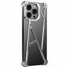 For iPhone 16 Pro Four Corner Shockproof Lens Bracket Hollow Metal Phone Case(Silver) - 1
