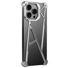 For iPhone 15 Pro Four Corner Shockproof Lens Bracket Hollow Metal Phone Case(Silver) - 1