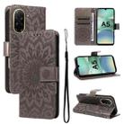For Redmi A5 4G 173.3mm Embossed Sunflower Pattern Flip Leather Phone Case(Grey) - 1
