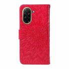 For Redmi A5 4G 173.3mm Embossed Sunflower Pattern Flip Leather Phone Case(Red) - 3