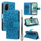 For Redmi A5 4G 173.3mm Embossed Sunflower Pattern Flip Leather Phone Case(Blue) - 1