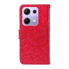 For Redmi Note 14S 4G / Note 13 Pro 4G Embossed Sunflower Pattern Flip Leather Phone Case(Red) - 3
