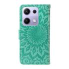 For Redmi Note 14S 4G / Note 13 Pro 4G Embossed Sunflower Pattern Flip Leather Phone Case(Green) - 3