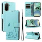 For Redmi A5 4G 173.3mm Adorable Cat Embossed Pattern Flip Leather Phone Case(Green) - 1